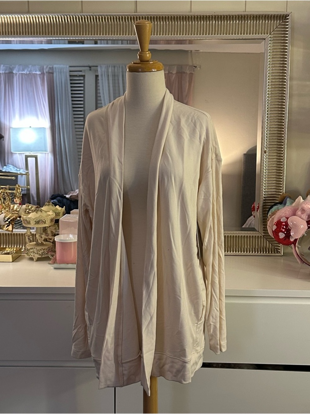 Zella Beige Quartz Lightweight Draped Cardigan